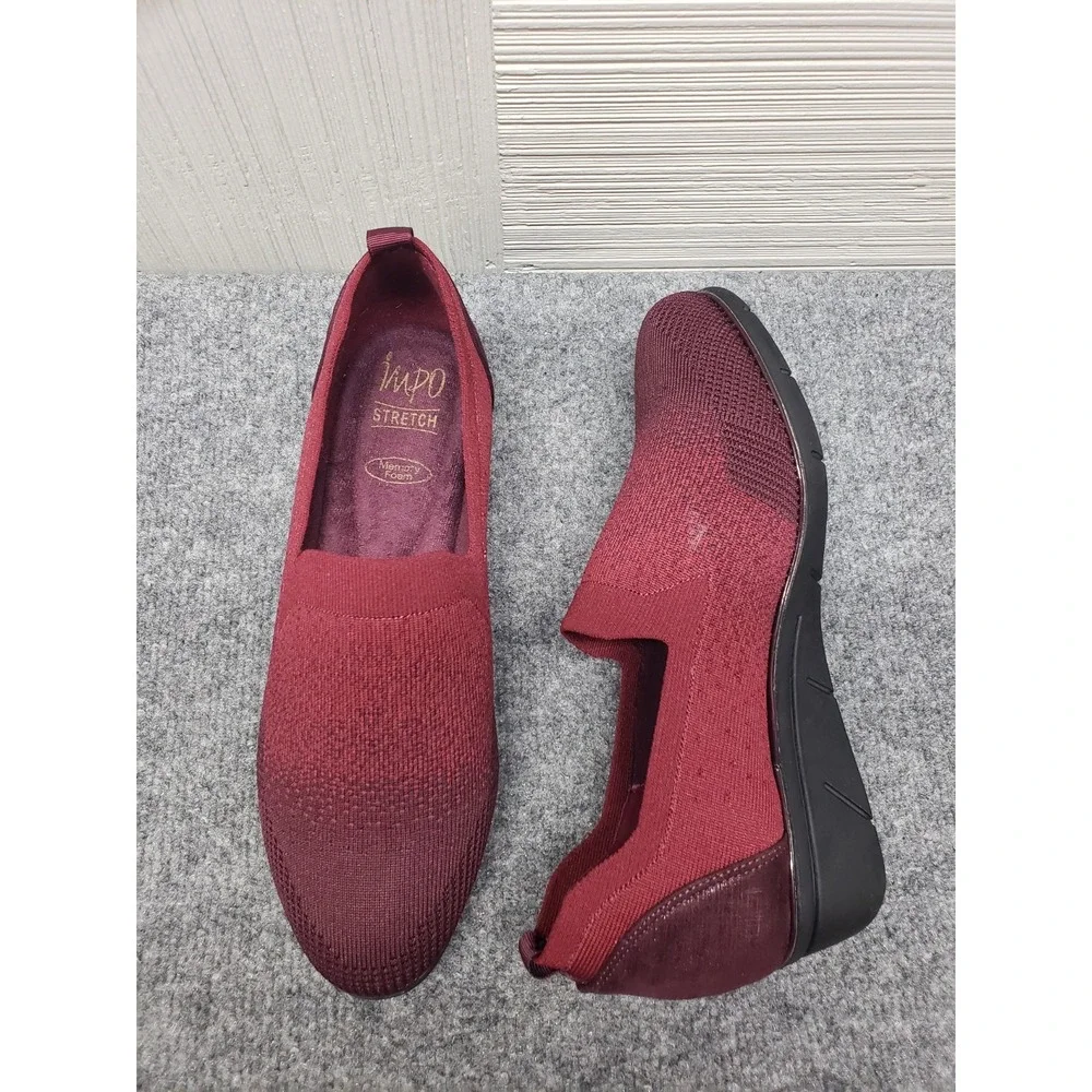 Impo Glenmory Women Shoes 9M Burgundy Stretch Comfort Wedge Pump Pull On Outdoor